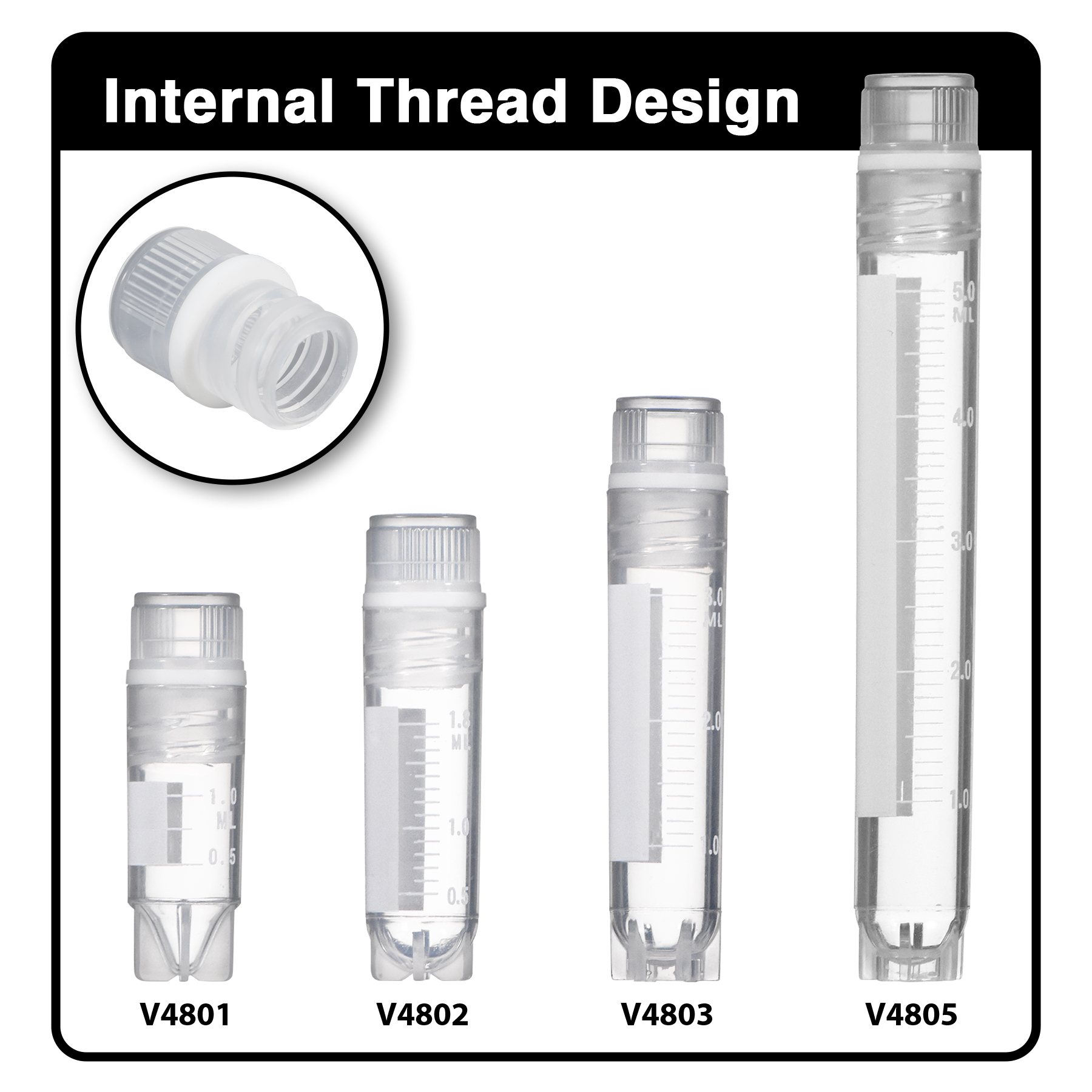 Internally Threaded Cryogenic Vials